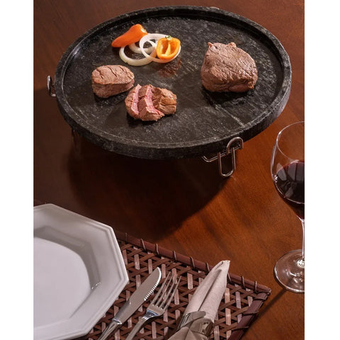 Racleteira 38cm Raclette Grill Com Pedra Sabão Suporte E Queimador Forma