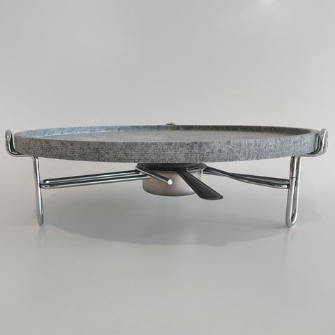 Racleteira 38cm Raclette Grill Com Pedra Sabão Suporte E Queimador Forma