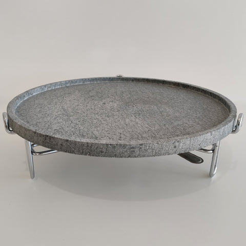Racleteira 38cm Raclette Grill Com Pedra Sabão Suporte E Queimador Forma