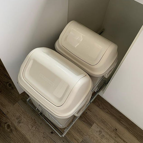 Lixeira de Cozinha Dupla 19L Deslizante Corrediças Telescópicas de Embutir no Armário Schmitt