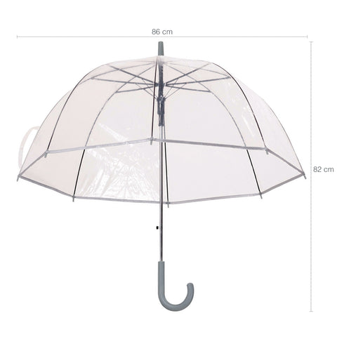 Guarda Chuva Automático Com Cabo Curvo Sombrinha Transparente E Cinza Fazzoletti