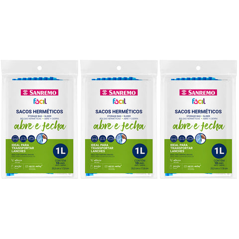 24 Sacos Herméticos Transparentes Abre Fecha 1L Saquinhos Plásticos Para Alimentos Sanremo