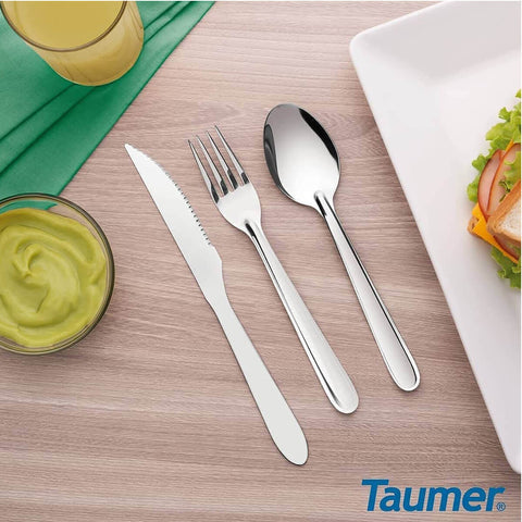 Conjunto De Faqueiro Talheres Garfo Faca Colher E Colherinha 24 Peças Inox Taumer