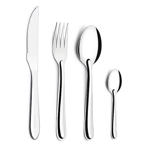Conjunto De Faqueiro Talheres Garfo Faca Colher E Colherinha 24 Peças Inox Taumer