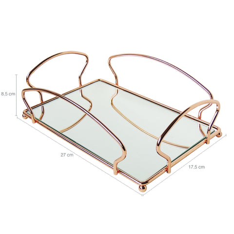 Bandeja Decorativa Retangular Aramada 27x17,5cm Bandeja Espelhada Rose Gold