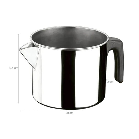 Caneca Inox 850ml Fervedor Leiteira com Bico Direcionador com Alça Baquelite Zanella