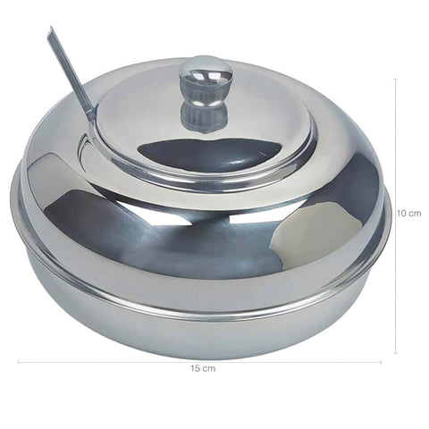 Farinheira de Inox 700g Redonda com Tampa com Colher Pote Porta Farofa Zanella