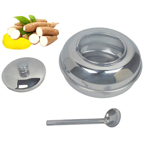 Farinheira de Inox 700g Redonda com Tampa com Colher Pote Porta Farofa Zanella