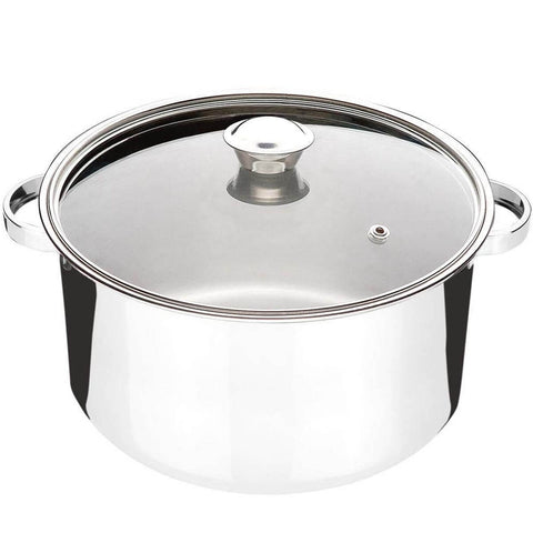 Panela Grande de Inox 10 Litros Caçarola com Tampa de Vidro Zanella