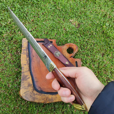 Faca Artesanal Disco de Arado para Churrasco Alto Padrão 10 Polegadas Mosqueada Gaúcha