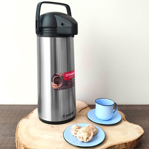 Garrafa Térmica Aço Inox 1,9L Bomba De Pressão Quente Fria Expressar Sanremo