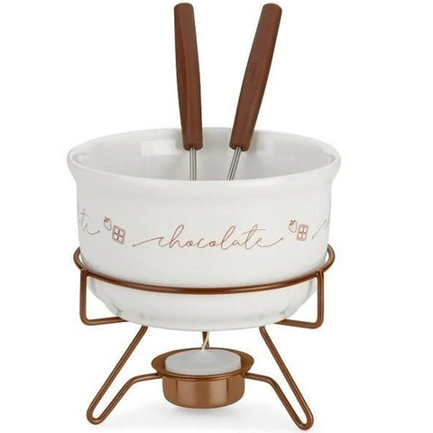 Aparelho para Fondue de Chocolate Porcelana 5 Peças Forma Inox