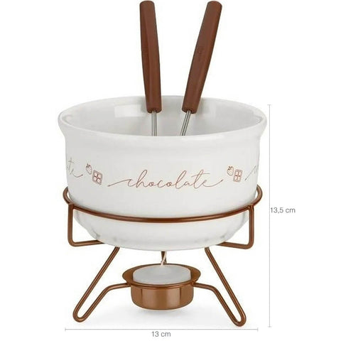 Aparelho para Fondue de Chocolate Porcelana 5 Peças Forma Inox