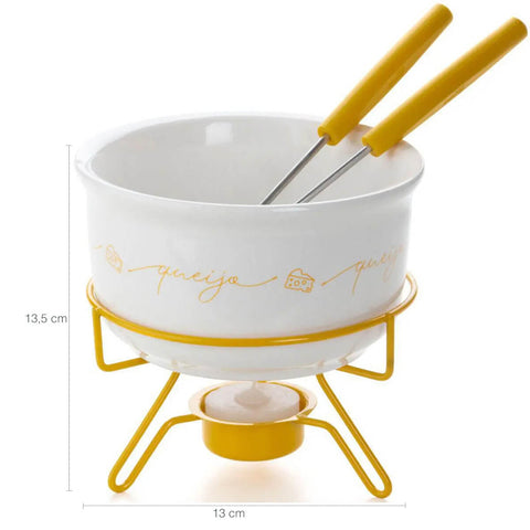 Aparelho para Fondue de Queijo em Porcelana 5 Peças Forma Inox