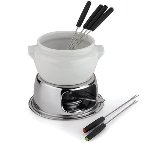 Jogo para Fondue Provence 11 Peças Aparelho de Fondue Porcelana Forma Inox