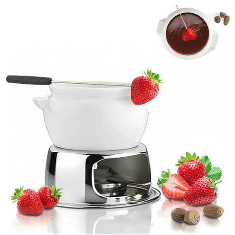 Jogo para Fondue Provence 11 Peças Aparelho de Fondue Porcelana Forma Inox