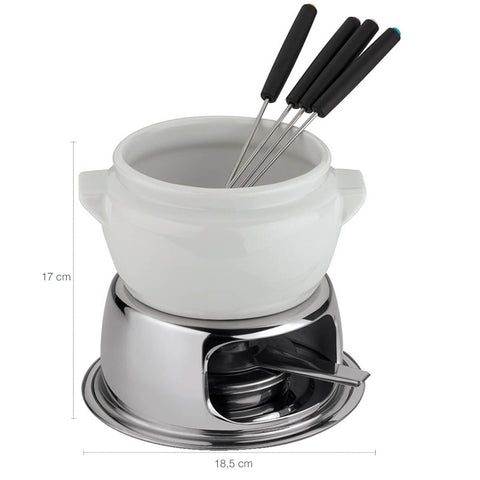 Jogo para Fondue Provence 11 Peças Aparelho de Fondue Porcelana Forma Inox