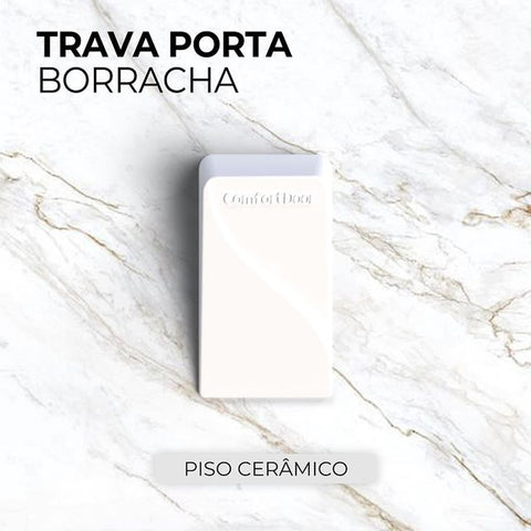 Trava Porta De Piso Comfortdoor Calço Para Porta De Borracha Branco