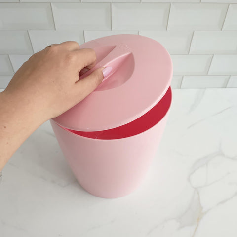 Lixeira Vitra Rosa 5L Banheiro Cozinha Escritório Cesto de Lixo Plástico com Tampa OU