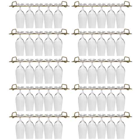 Conjunto 10 Organizadores Suportes De Taças 42cm Porta Taças Retos Dourado
