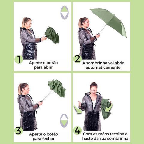 Guarda Chuva Automático Invertido Sombrinha De Bolsa Fazzoletti Verde Militar