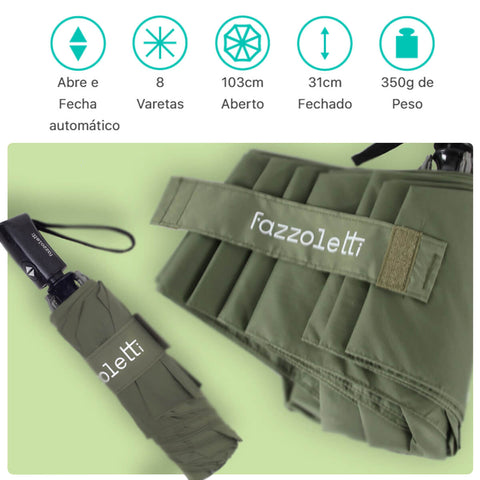 Guarda Chuva Automático Invertido Sombrinha De Bolsa Fazzoletti Verde Militar