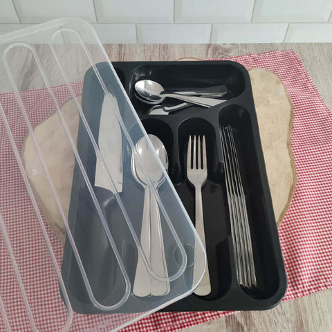 Organizador de Talheres Faca de Cozinha e Jogo Faqueiro Toronto Inox 26 peças Simonaggio