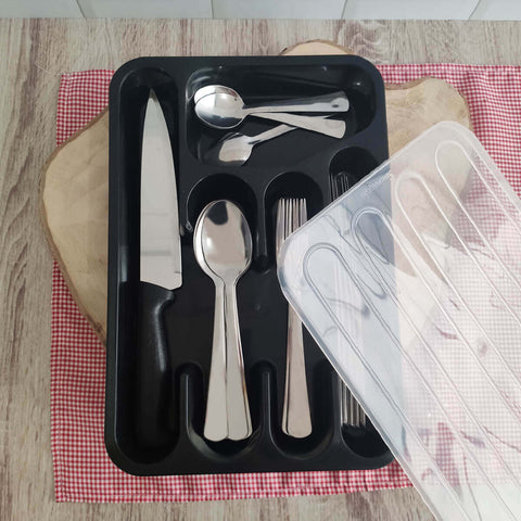 Organizador de Talheres Faca de Cozinha e Jogo Faqueiro Toronto Inox 26 peças Simonaggio