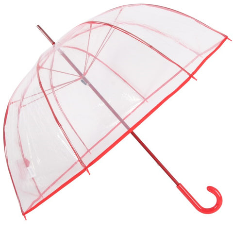Guarda Chuva Longo Com Cabo Curvo Sombrinha Transparente E Vermelha Fazzoletti