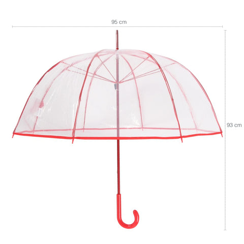 Guarda Chuva Longo Com Cabo Curvo Sombrinha Transparente E Vermelha Fazzoletti