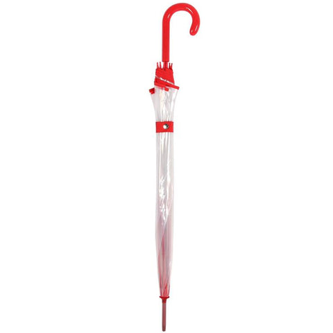 Guarda Chuva Longo Com Cabo Curvo Sombrinha Transparente E Vermelha Fazzoletti