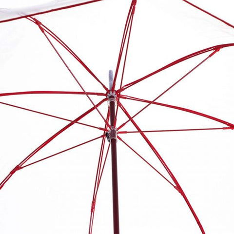 Guarda Chuva Longo Com Cabo Curvo Sombrinha Transparente E Vermelha Fazzoletti