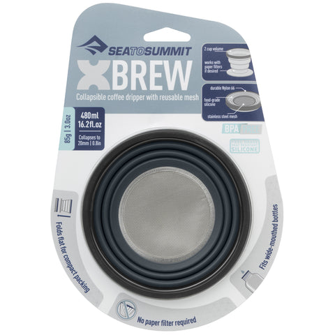 Coador De Café Retrátil X-Brew Sea To Summit Filtro Inox Reutilizável Para Camping Trilha Cinza