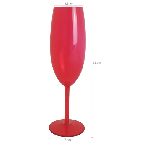 Taça Para Espumante Champagne 280ml Poliestireno Vermelho Translúcido Ou