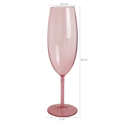 Taça Para Espumante Champagne 280ml Poliestireno Rosa Translúcido Ou