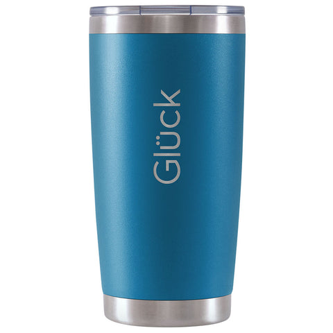 Copo Térmico Glück 591ml Aço Inox Copo Para Cerveja Café Com Tampa Abre Fecha Porche Blue