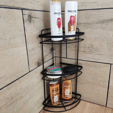 Porta Shampoo Triplo Multiuso Suporte Para Shampoo Preto Fosco Maragogi Schmitt