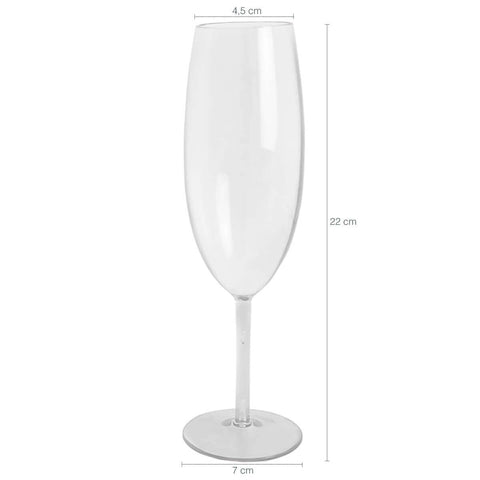 Conjunto De 12 Taças Para Espumante Champagne 280ml Poliestireno Translúcido Ou