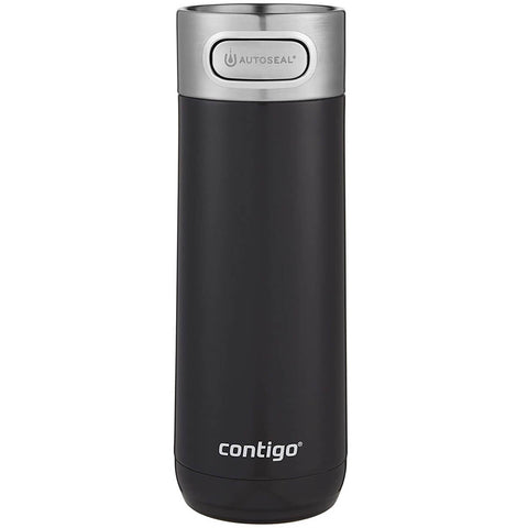 Garrafa Squeeze Térmico Luxe Autoseal Copo Térmico Preto e Inox Quente e Frio 473ml Contigo