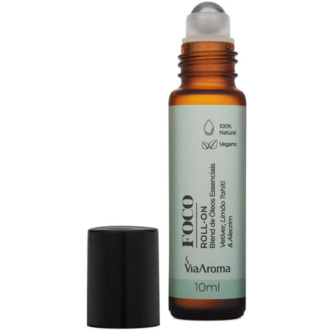 Blend De Óleos Essenciais Vegano 10ml Roll-On Foco Via Aroma