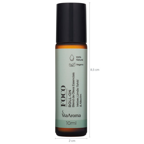 Blend De Óleos Essenciais Vegano 10ml Roll-On Foco Via Aroma