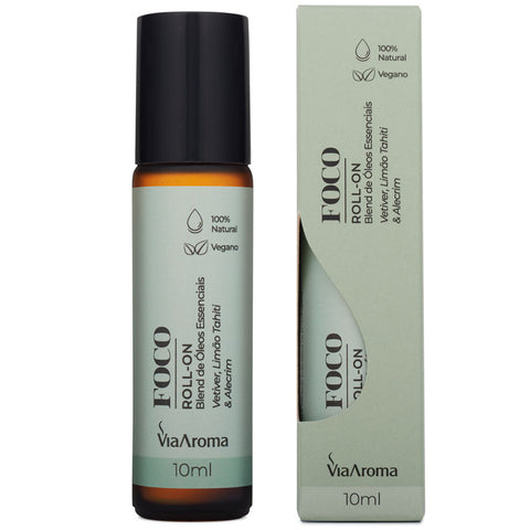 Blend De Óleos Essenciais Vegano 10ml Roll-On Foco Via Aroma
