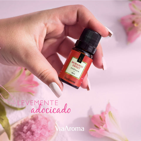 Kit 10 Essências Aromatizadoras Para Difusor Elétrico 10ml Via Aroma Morango Sweet