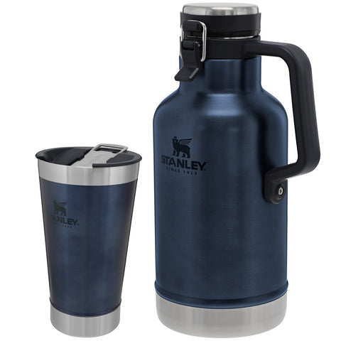 Kit Growler Cerveja 1,9L E Copo Térmico Com Tampa E Abridor 473ml Stanley Azul