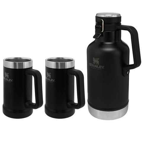 Kit 2 Canecas Cerveja Stanley 709ml E Garrafa Térmica Growler 1,9L Preto Matte