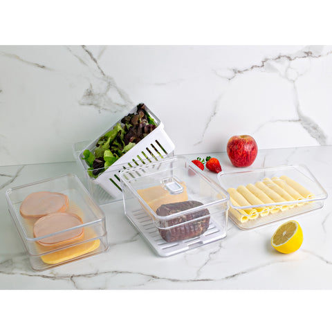 Kit 4 Organizadores De Geladeira Clear Fresh Porta Frutas Legumes E Porta Frios OU