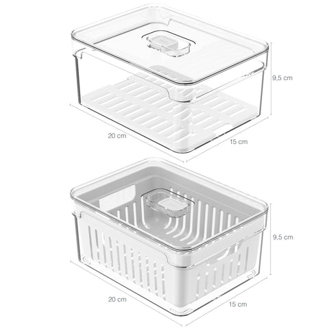 Kit 4 Organizadores De Geladeira Clear Fresh Porta Frutas Legumes E Porta Frios OU