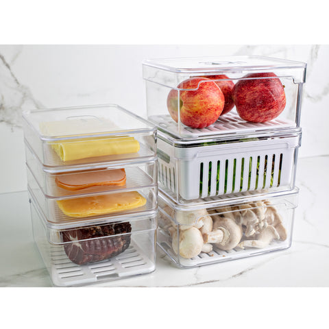 Kit 4 Organizadores De Geladeira Clear Fresh Porta Frutas Legumes E Porta Frios OU