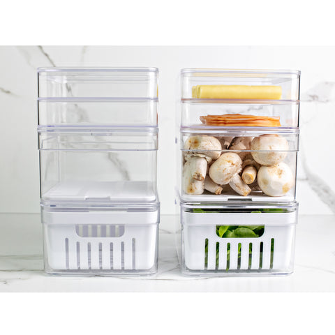 Kit 4 Organizadores De Geladeira Clear Fresh Porta Frutas Legumes E Porta Frios OU