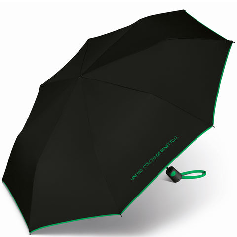 Guarda Chuva Automático Benetton Sombrinha De Bolsa Preto E Verde